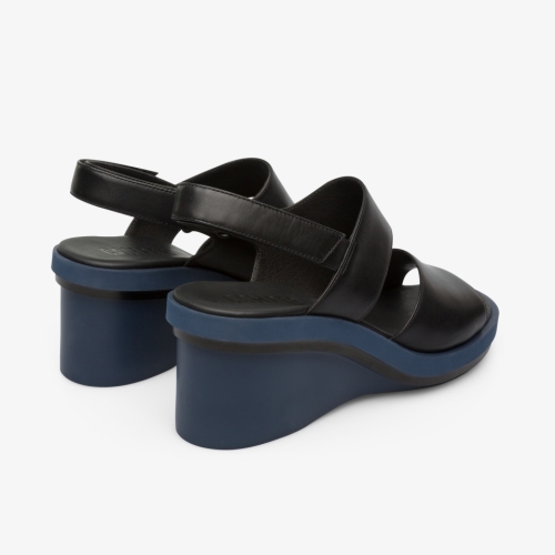 Camper Kyra Wedge Sandals Black - Womens Singapore JFGSRZ-006